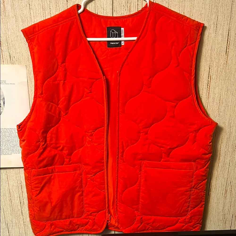 NWOT Original Use Bright Orange Quilted Vest